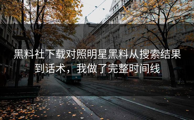 黑料社下载对照明星黑料从搜索结果到话术，我做了完整时间线