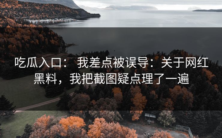 吃瓜入口： 我差点被误导：关于网红黑料，我把截图疑点理了一遍