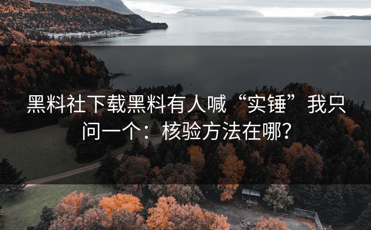 黑料社下载黑料有人喊“实锤”我只问一个：核验方法在哪？