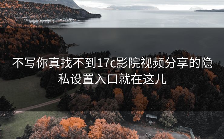 不写你真找不到17c影院视频分享的隐私设置入口就在这儿