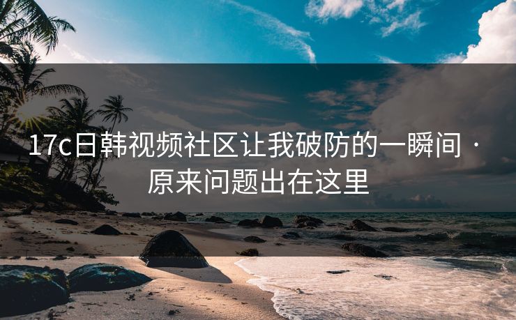 17c日韩视频社区让我破防的一瞬间 · 原来问题出在这里