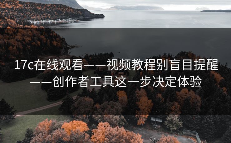 17c在线观看——视频教程别盲目提醒——创作者工具这一步决定体验
